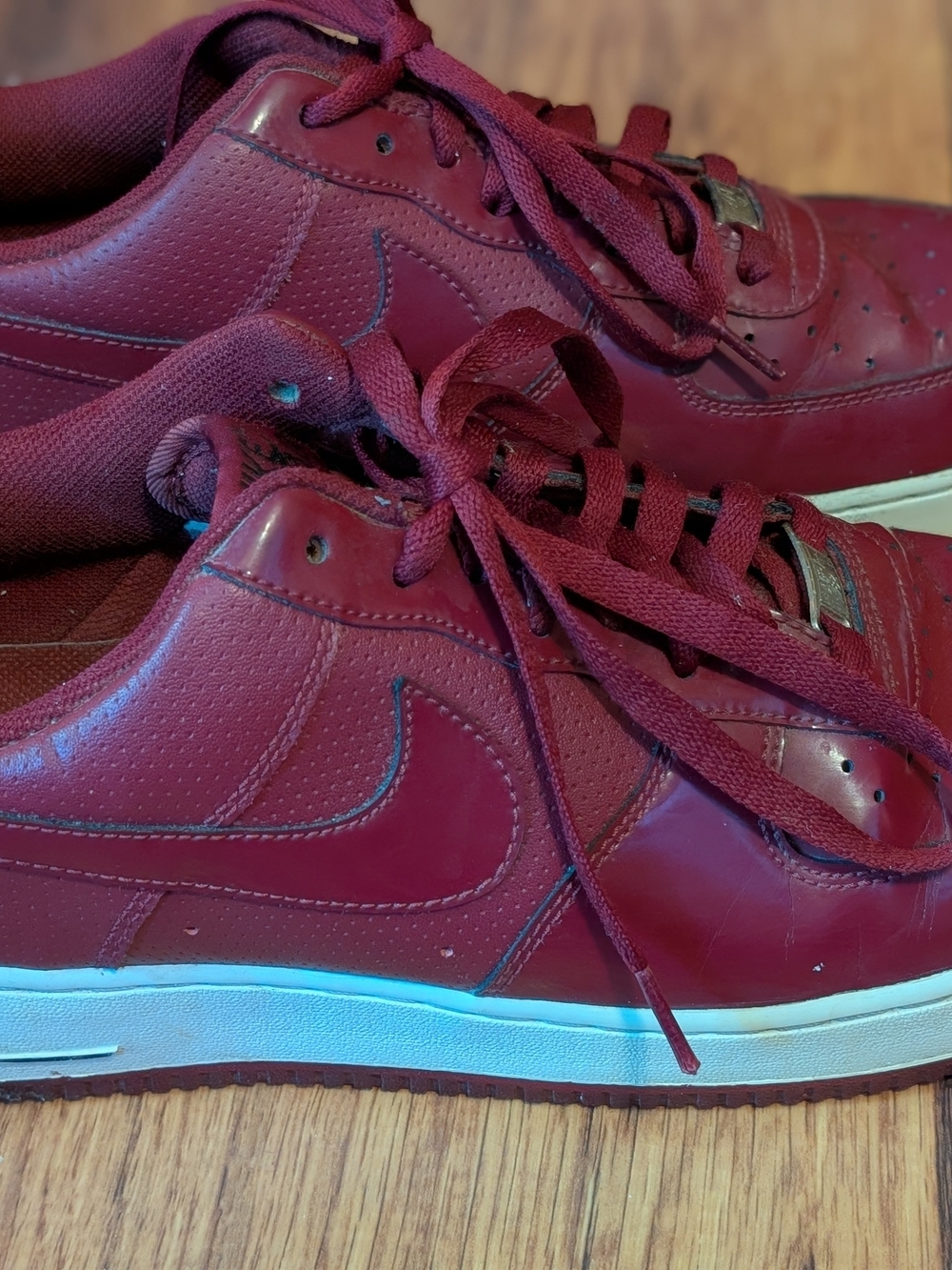 Nike Air Force 1 Red Patent Leather Athletic Shoes Sneakers